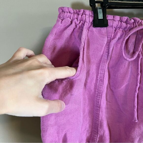 ✨ Free People Mirella Drawstring Shorts Linen Blend Pink Purple Small - Picture 5 of 13